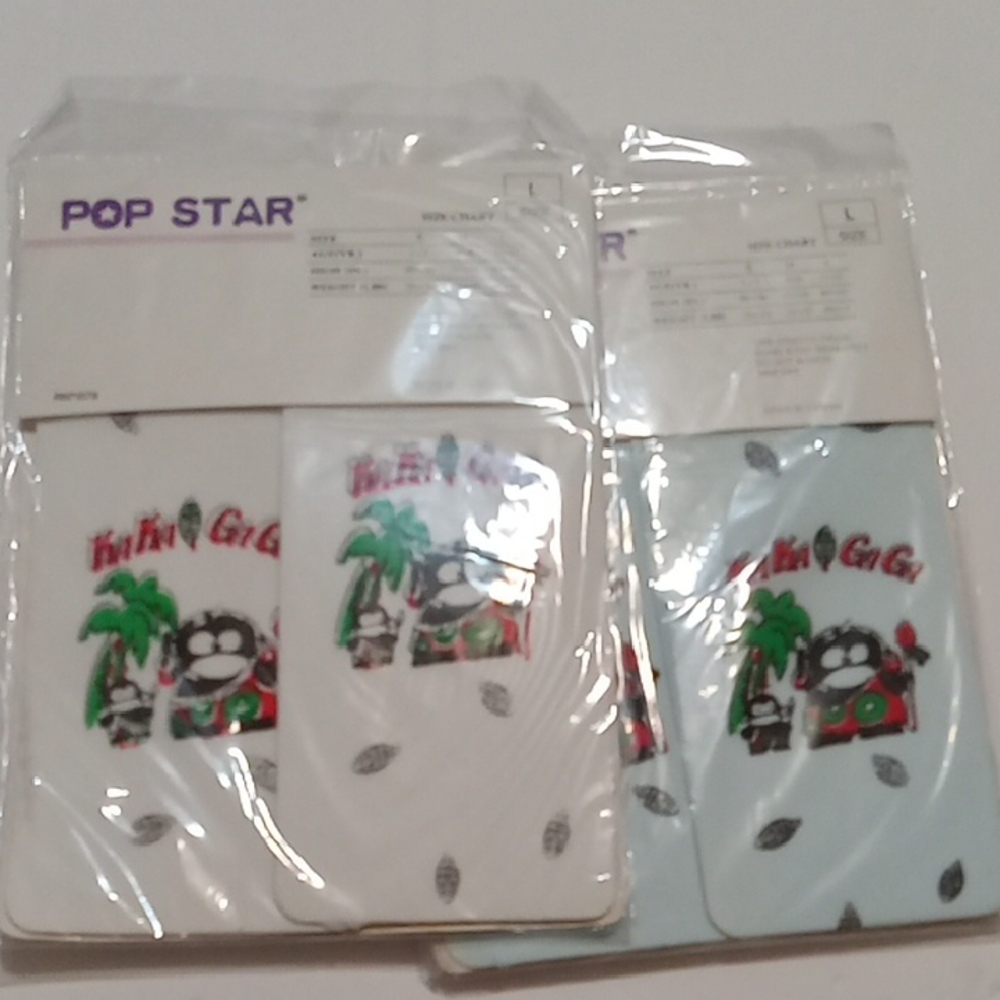 Pop Star Girls tights Size Large color White and Blue grapic